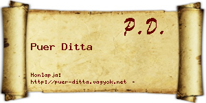 Puer Ditta névjegykártya